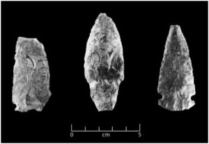 Three 2500 year-old flint spearheads were found at an archaeological site on the Eglinton Flats.