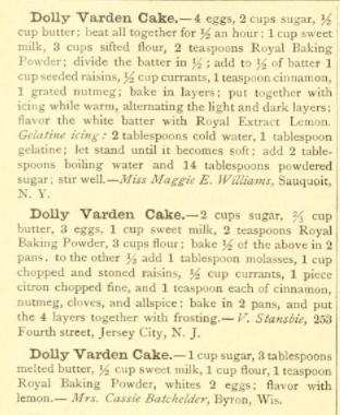 Dolly Varden cakes -My Favorite Receipt- By Royal Baking Powder Company New York 1909