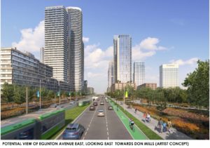 Potential view of Eglinton Avenue East looking East towards Don Mills, Artist Concept (City of Toronto)